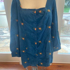 Curve & Plus Floral Print Corduroy Mini Dress